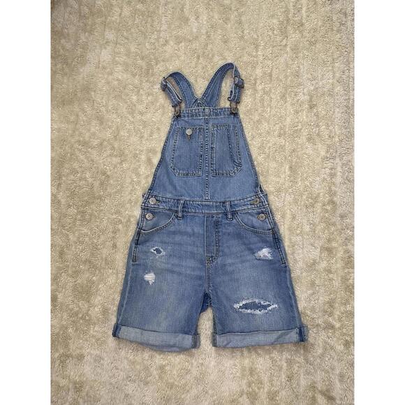 GAP Other - GAP Kids distressed denim cuffed short overalls/shortalls Size Large (10-11)